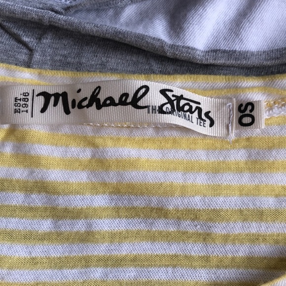 Michael Stars White Gray Yellow Stripe T-Shirt - Picture 6 of 8